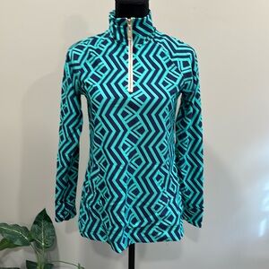 Gingy Parker Pullover in Navy and Aqua Pattern